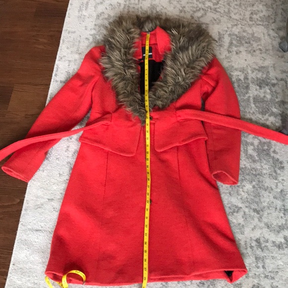 Anthropologie Orange Coat with Faux Fur Size 2 - Picture 10 of 15